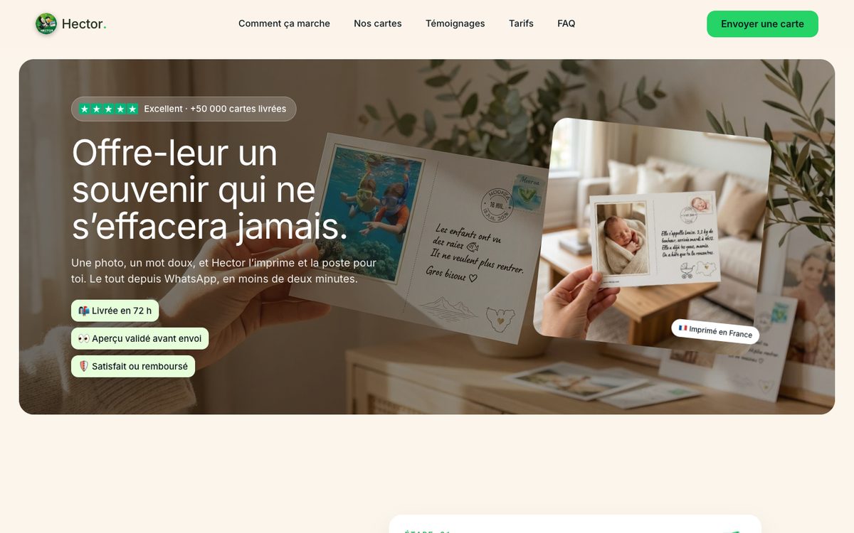 Aperçu de la version web du site Hector